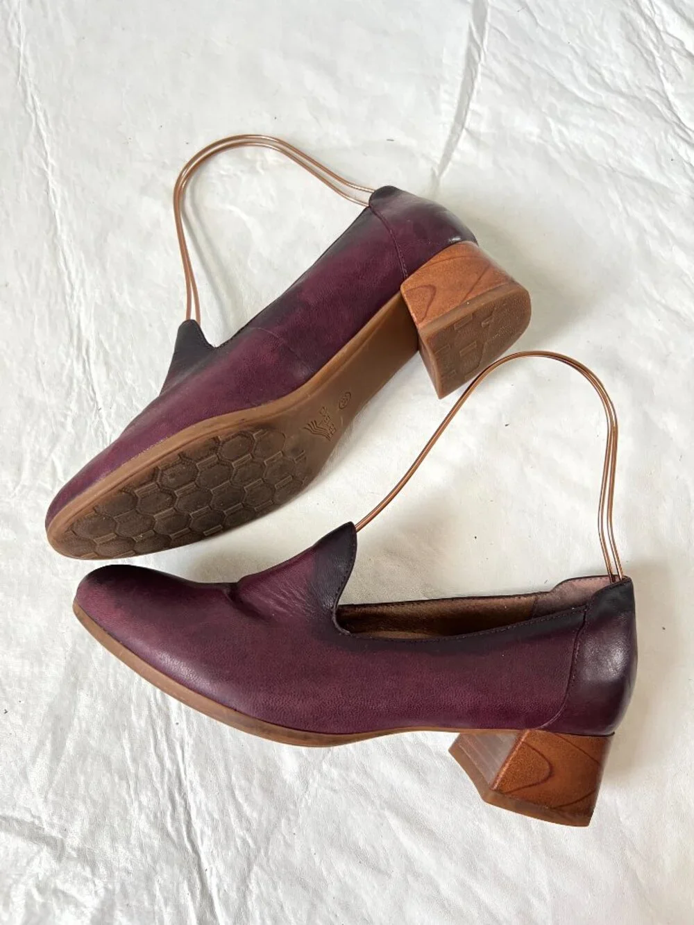 Dansko shoes Preston loafer purple leather brown block heel 38 7.5 8 slip on